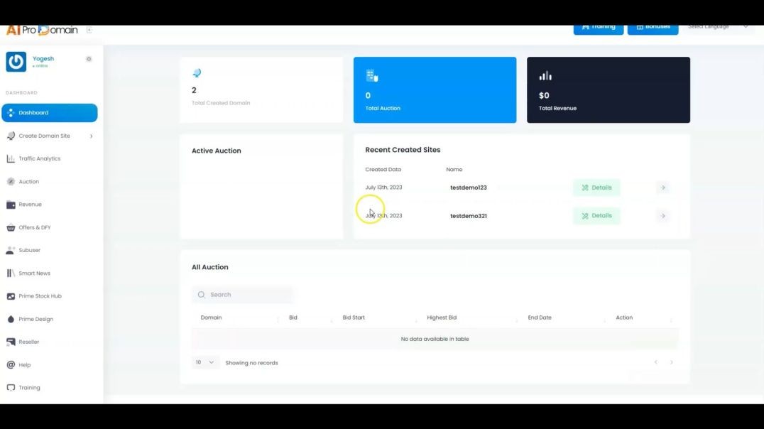 ⁣Ai Pro Domain - Demo